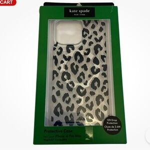 Kate Spade Leopard Print Case for iPhone 16 Pro Max with Gold Accents new